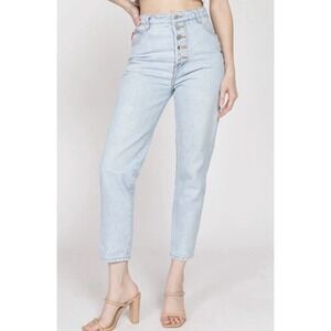Vintage 90s Bongo Denim Button Fly High Waisted Tapered Mom Jeans USA Made